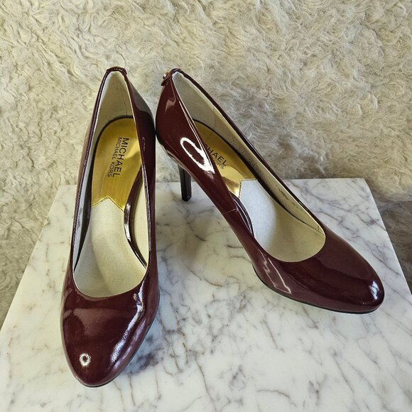 Michael Kors Women's Stilettos Burgundy Leather High Heels Pumps Shoes - Picture 1 of 9